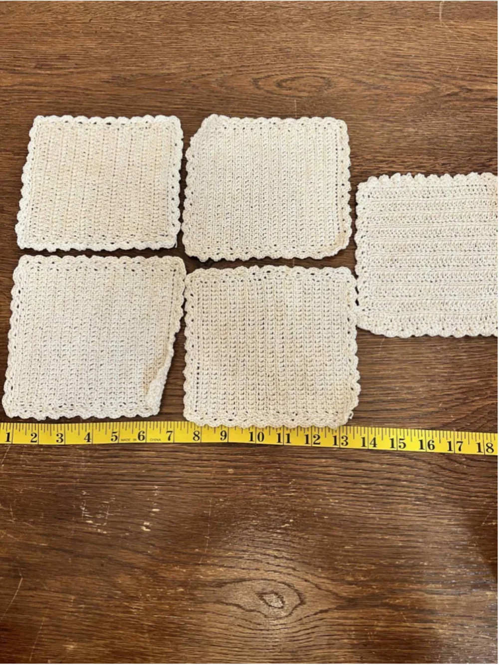 Set of 5 Hand Crocheted Cotton Scrubbies Eco Friendly Reusable Dish Wash Cloths